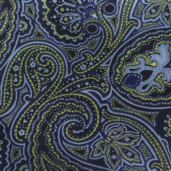 ネイビー イエロー ペイズリー フラワーデザイン ジャカード アスコットタイ