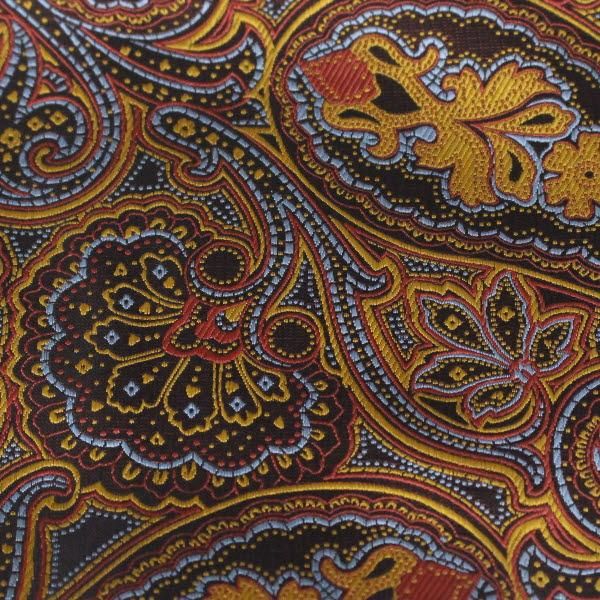 ブラウン オレンジ ペイズリー フラワーデザイン ジャカード アスコットタイ