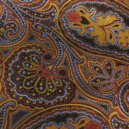 ブラウン オレンジ ペイズリー フラワーデザイン ジャカード アスコットタイ