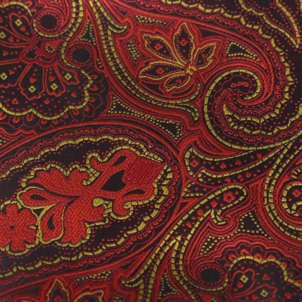 レッド イエロー ペイズリー フラワーデザイン ジャカード アスコットタイ