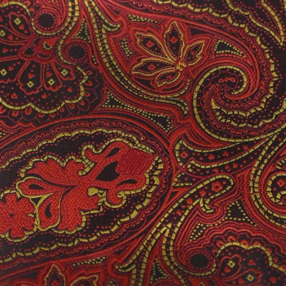 レッド イエロー ペイズリー フラワーデザイン ジャカード アスコットタイ