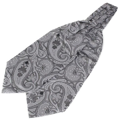 グレー ペイズリー フラワーデザイン ジャカード アスコットタイ