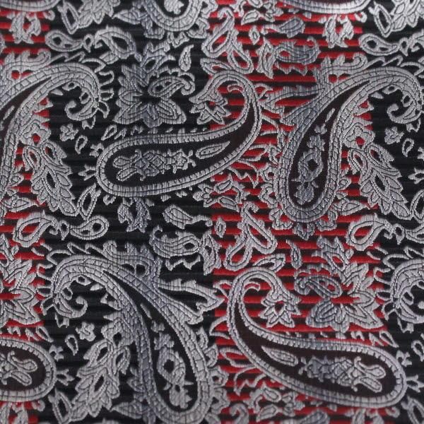 ブラック レッド ボーダー ペイズリー ジャカード アスコットタイ