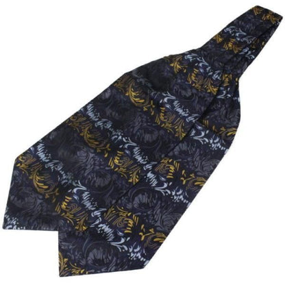 ネイビー ボタニカル 柄 ジャカード アスコットタイ