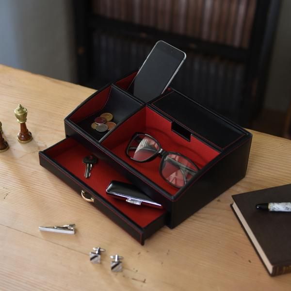 オーバーナイター 赤 レッド 240-S519BU トレー 小物入れ スマホスタンド 卓上 収納