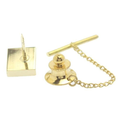 ゴールド ブラック ストーン キラキラ スクエア タイタック ピンブローチ