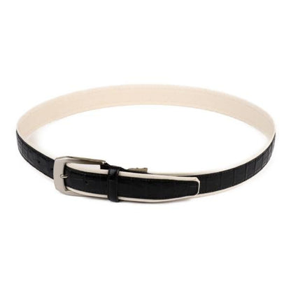 ブラック 黒 クロコ型押し × キャンバス ベルト ビジネス メンズ レザー 牛革 35mm フリー 日本製 KIETH