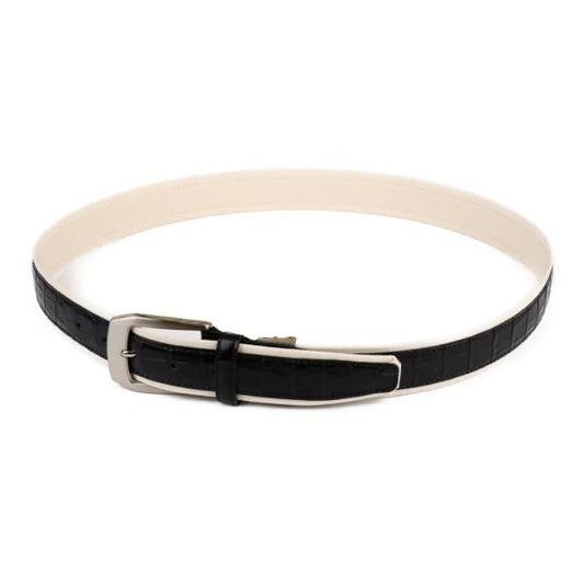 ブラック 黒 クロコ型押し × キャンバス ベルト ビジネス メンズ レザー 牛革 35mm フリー 日本製 KIETH