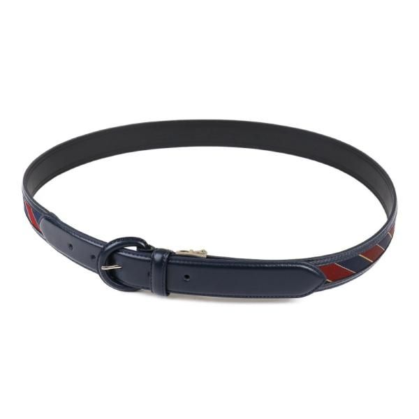 レジメンタル くるみ美錠 紺×えんじ ベルト ビジネス メンズ レザー 牛革 30mm フリー 日本製 KIETH