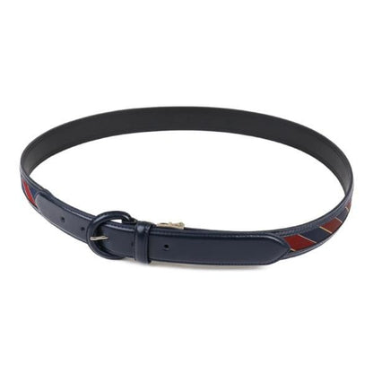 レジメンタル くるみ美錠 紺×えんじ ベルト ビジネス メンズ レザー 牛革 30mm フリー 日本製 KIETH