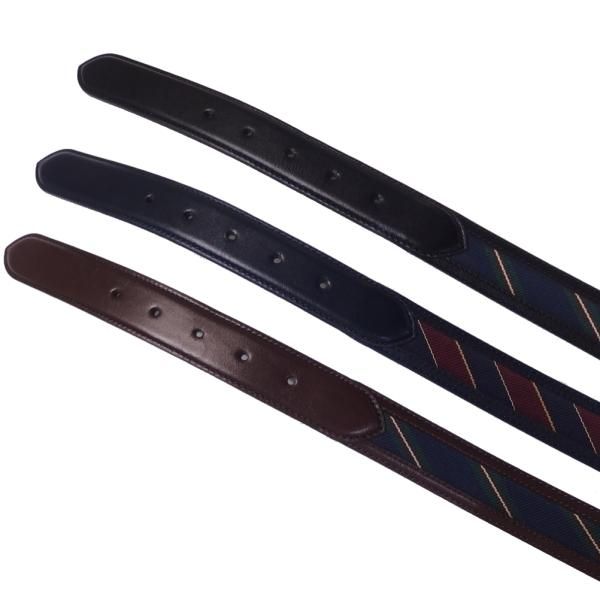 レジメンタル くるみ美錠 紺×えんじ ベルト ビジネス メンズ レザー 牛革 30mm フリー 日本製 KIETH