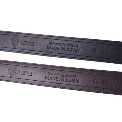 レジメンタル くるみ美錠 紺×えんじ ベルト ビジネス メンズ レザー 牛革 30mm フリー 日本製 KIETH