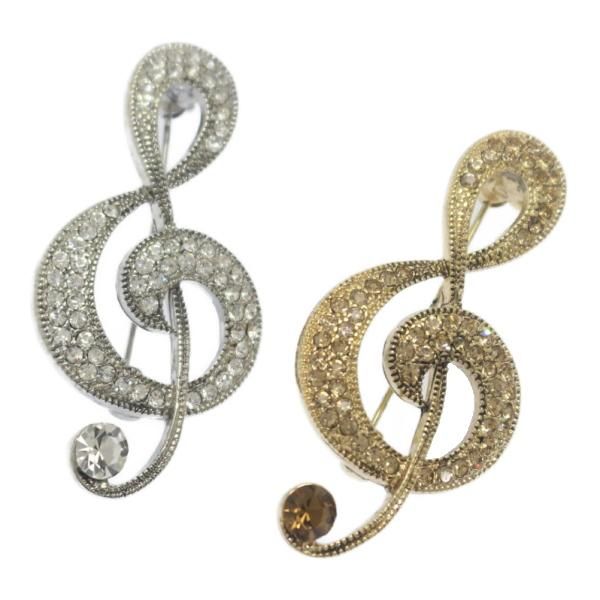 全2色 ト音記号 ラインストーン きらきら キラキラ ラペルブローチ ラペルピン