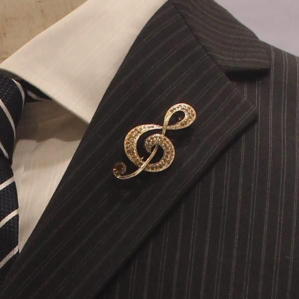 全2色 ト音記号 ラインストーン きらきら キラキラ ラペルブローチ ラペルピン