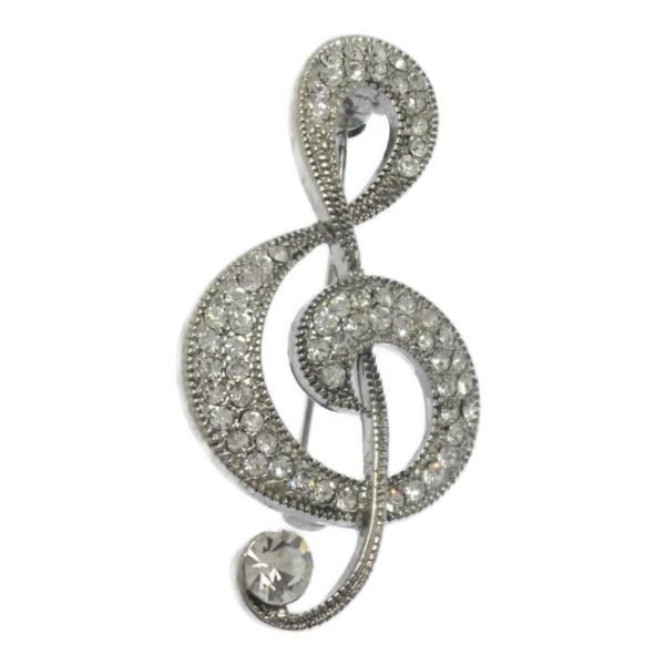 全2色 ト音記号 ラインストーン きらきら キラキラ ラペルブローチ ラペルピン