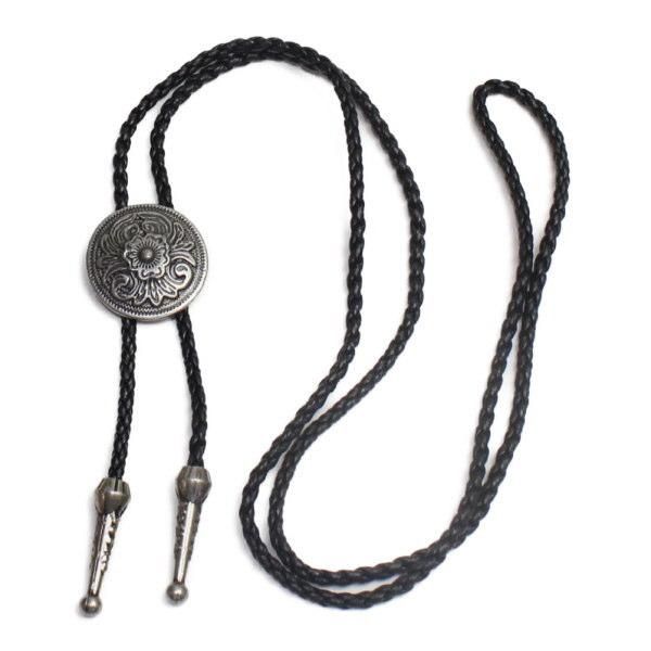 コンチョループタイ シルバー フラワー ポーラータイ