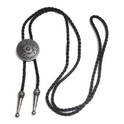 コンチョループタイ シルバー フラワー ポーラータイ