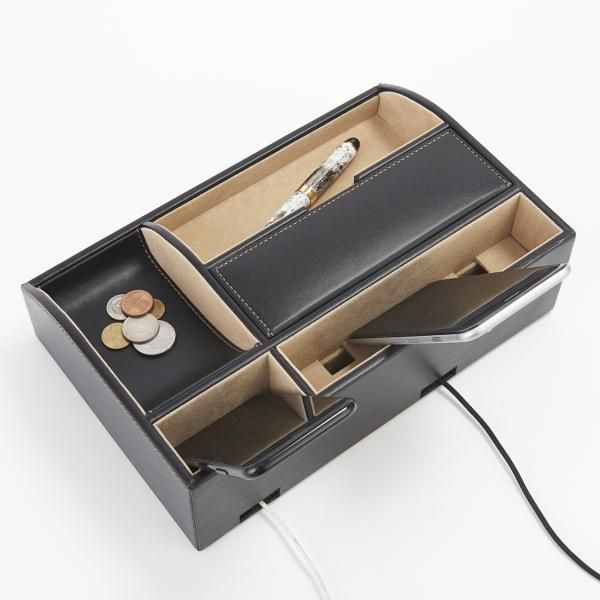 2段 大容量 オーバーナイター 充電ステーション スマホ 財布 ペン PCタブレット お洒落に すっきり 男 小物入れ