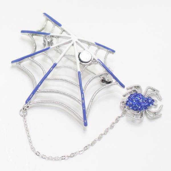ブルー 青 スパイダー 蜘蛛 ラペルブローチ ラペルピン