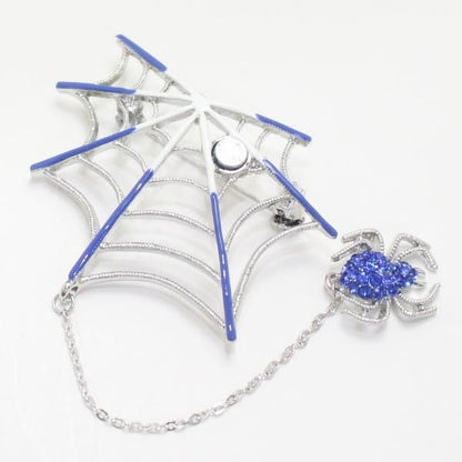 ブルー 青 スパイダー 蜘蛛 ラペルブローチ ラペルピン