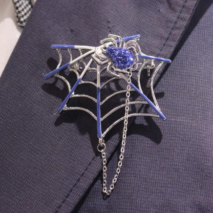 ブルー 青 スパイダー 蜘蛛 ラペルブローチ ラペルピン