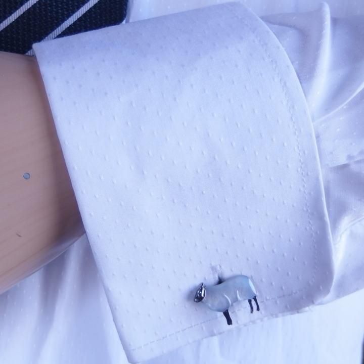 サイモンカーター 羊 ヒツジ ひつじ マザーオブパール カフス カフリンクス カフスボタン