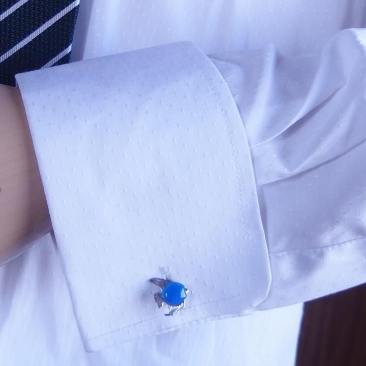 サイモンカーター 熱帯魚 魚 青い エンゼルフィッシュ ブルーアゲート カフス カフリンクス カフスボタン