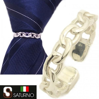 SATURNO サツルノ ブランド 小豆 チェーン シルバー 925 ネクタイリング タイリング