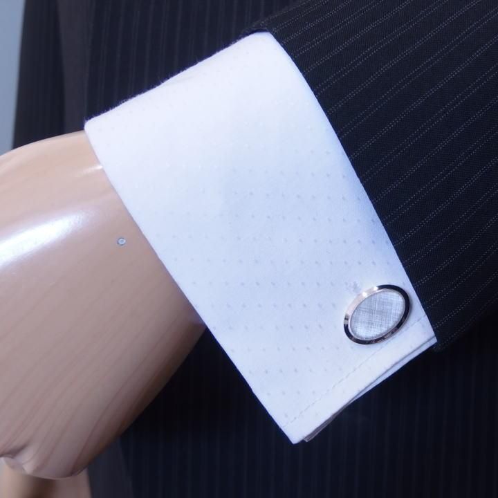 シンプル 小判型のカフス 小判 アンティーク カフス サティーナカフス