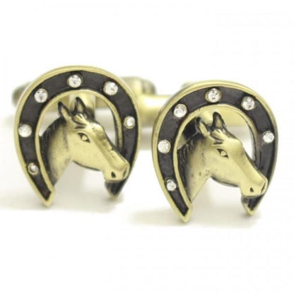 馬蹄 ホースシュー 馬 うま ウマ 競走馬 競馬 アンティーク風 ブロンズ カフス カフリンクス カフスボタン