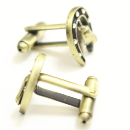 馬蹄 ホースシュー 馬 うま ウマ 競走馬 競馬 アンティーク風 ブロンズ カフス カフリンクス カフスボタン