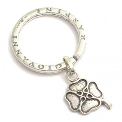 キーリング キーホルダー シルバー925 いぶし銀 ラッキー 四葉 クローバー ダブルリング イタリア製 プレゼント  レディース メンズ プレゼント ギフト