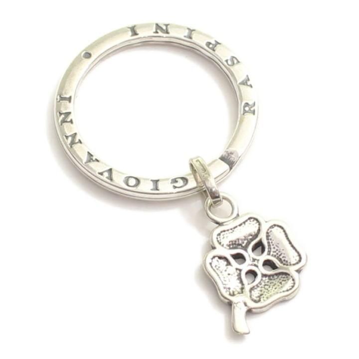 キーリング キーホルダー シルバー925 いぶし銀 ラッキー 四葉 クローバー ダブルリング イタリア製 プレゼント  レディース メンズ プレゼント ギフト