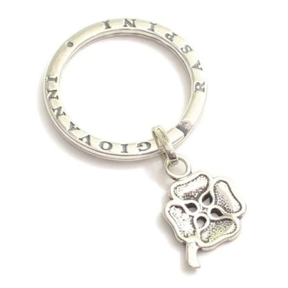 キーリング キーホルダー シルバー925 いぶし銀 ラッキー 四葉 クローバー ダブルリング イタリア製 プレゼント  レディース メンズ プレゼント ギフト