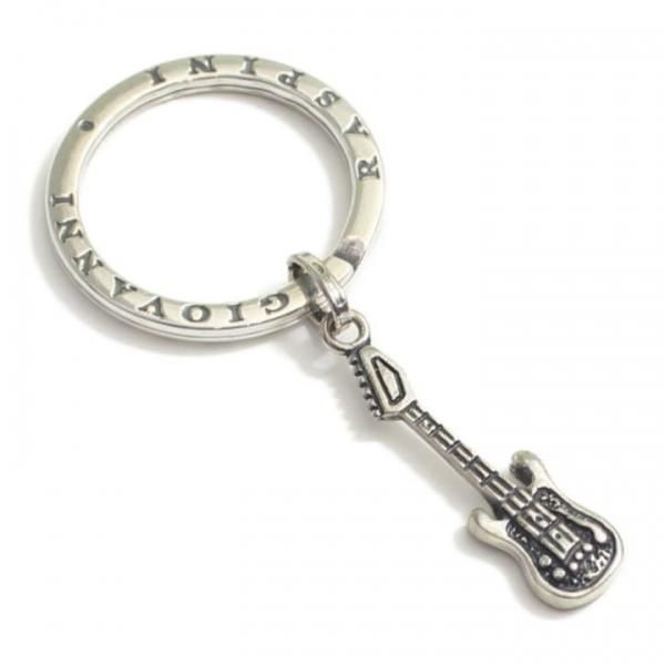 キーリング キーホルダー シルバー925 いぶし銀 ギター 音楽 ダブルリング イタリア製 プレゼント  レディース メンズ プレゼント ギフト