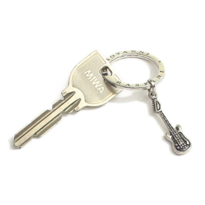 キーリング キーホルダー シルバー925 いぶし銀 ギター 音楽 ダブルリング イタリア製 プレゼント  レディース メンズ プレゼント ギフト