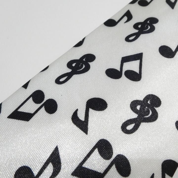 白地 黒の音符 音楽 かわいい モノクロ コミックネクタイ