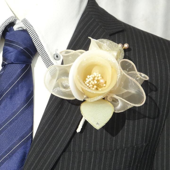 全3色 メンズコサージュ パールも揺れるロールフラワー 表彰式や主役の日に コサージュ メンズ
