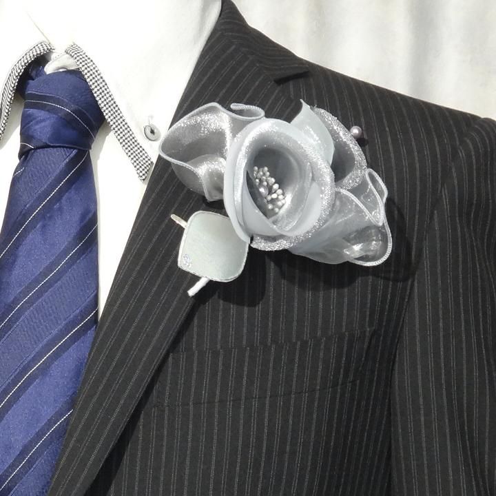 全3色 メンズコサージュ パールも揺れるロールフラワー 表彰式や主役の日に コサージュ メンズ