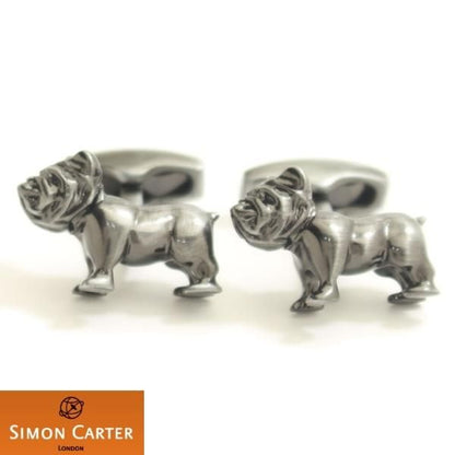 【サイモン･カーター】ガンメタリック ブルドッグ 犬 のカフス(カフリンクス/カフスボタン)
