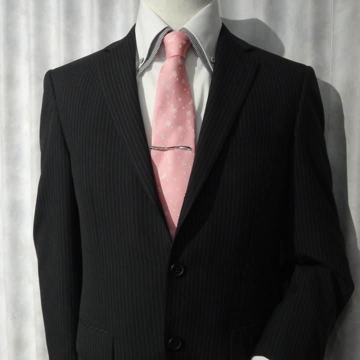 【富士桜工房】朱鷺色 桜吹雪 日本製 シルクジャカード 和風ネクタイ