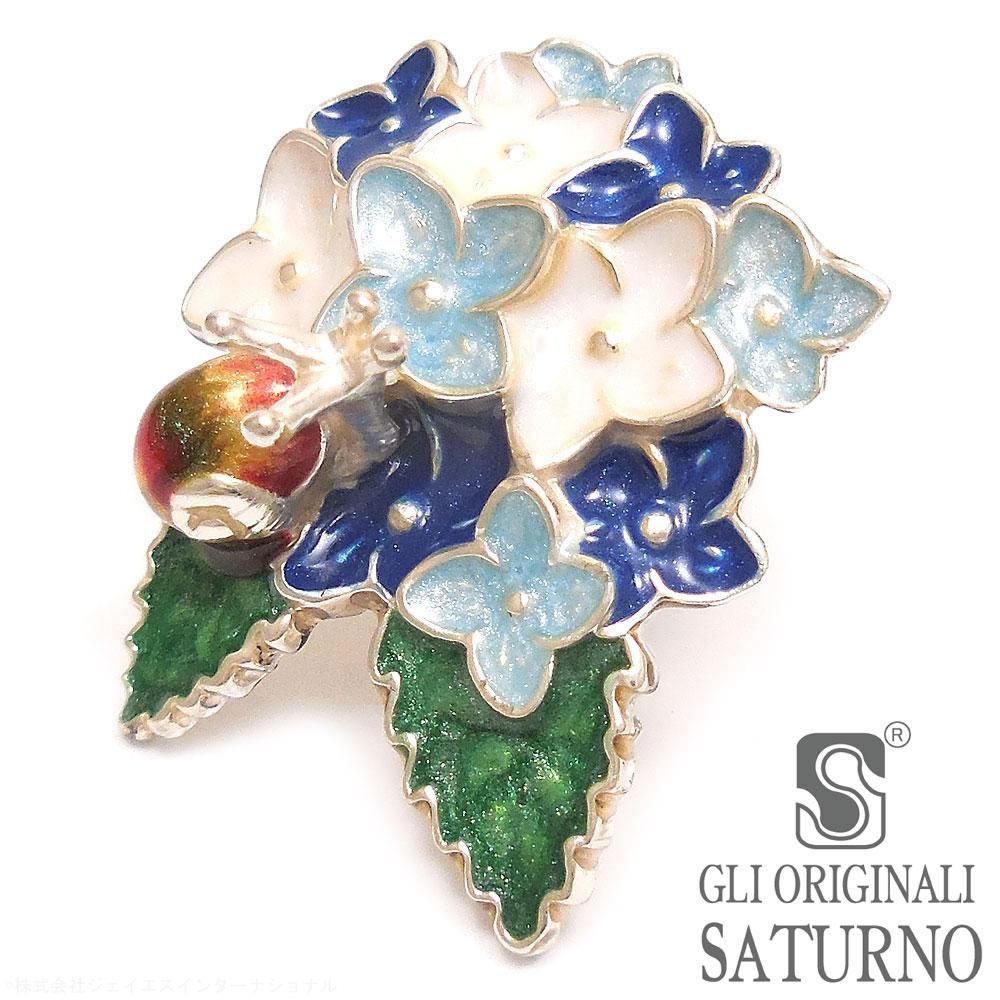 【SATURNO・サツルノ】全2色 ラペルピン 紫陽花とかたつむり タイタック(ピンブローチ)