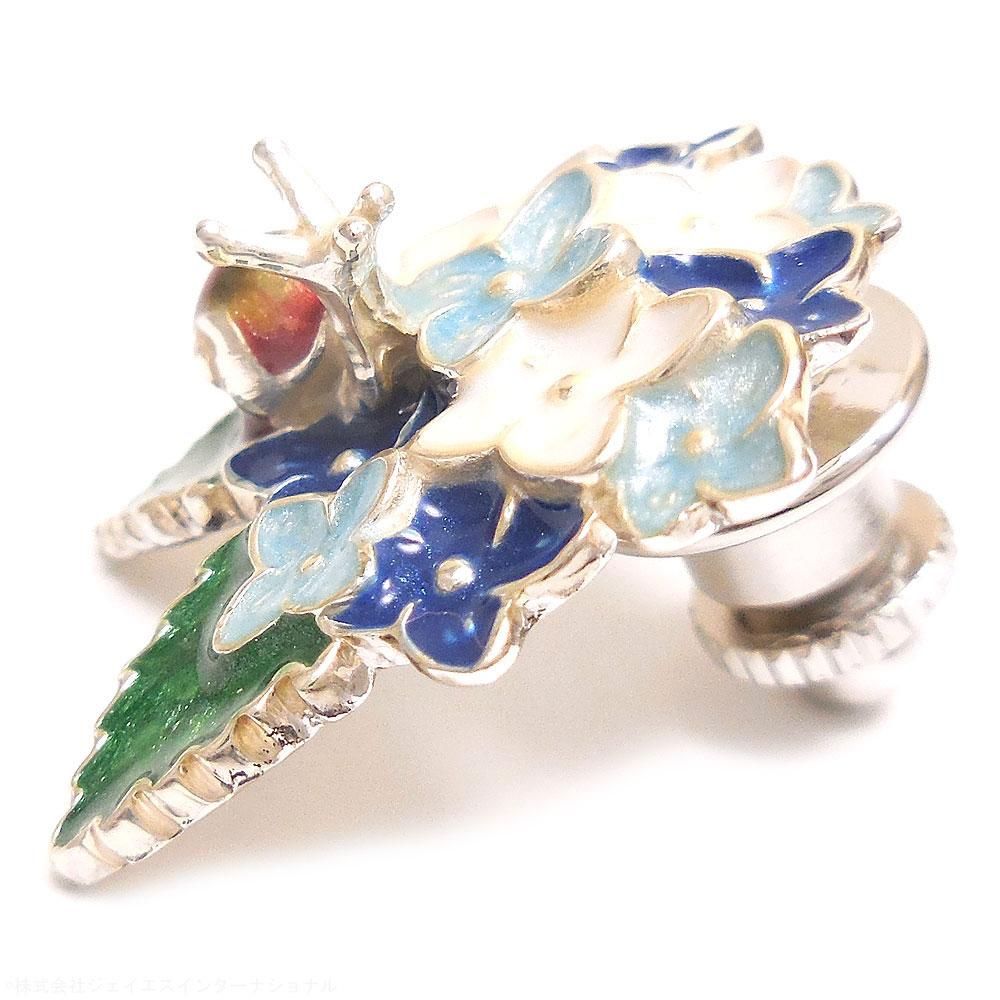 【SATURNO・サツルノ】全2色 ラペルピン 紫陽花とかたつむり タイタック(ピンブローチ)