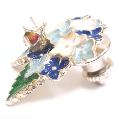 【SATURNO・サツルノ】全2色 ラペルピン 紫陽花とかたつむり タイタック(ピンブローチ)