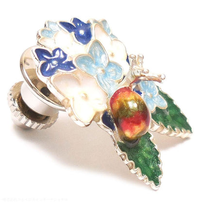 【SATURNO・サツルノ】全2色 ラペルピン 紫陽花とかたつむり タイタック(ピンブローチ)