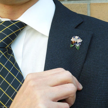 【SATURNO・サツルノ】全2色 ラペルピン 紫陽花とかたつむり タイタック(ピンブローチ)