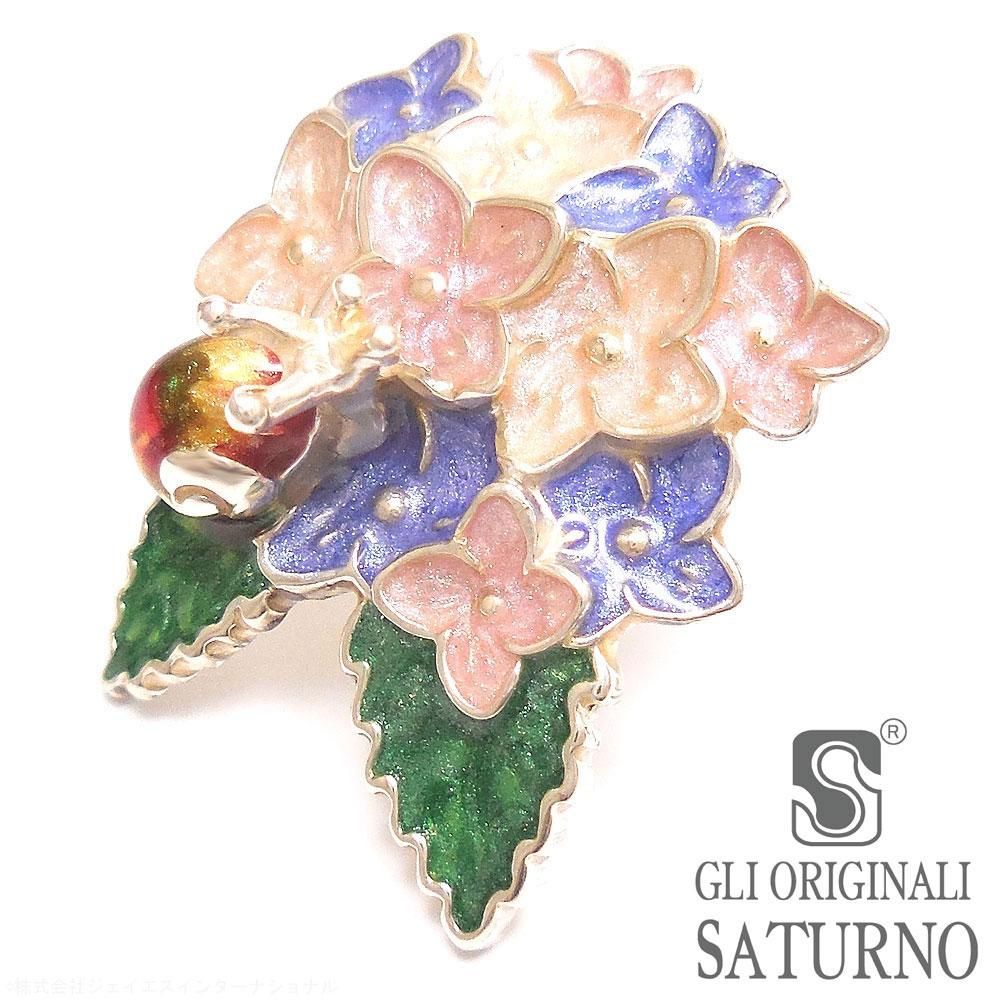 【SATURNO・サツルノ】全2色 ラペルピン 紫陽花とかたつむり タイタック(ピンブローチ)