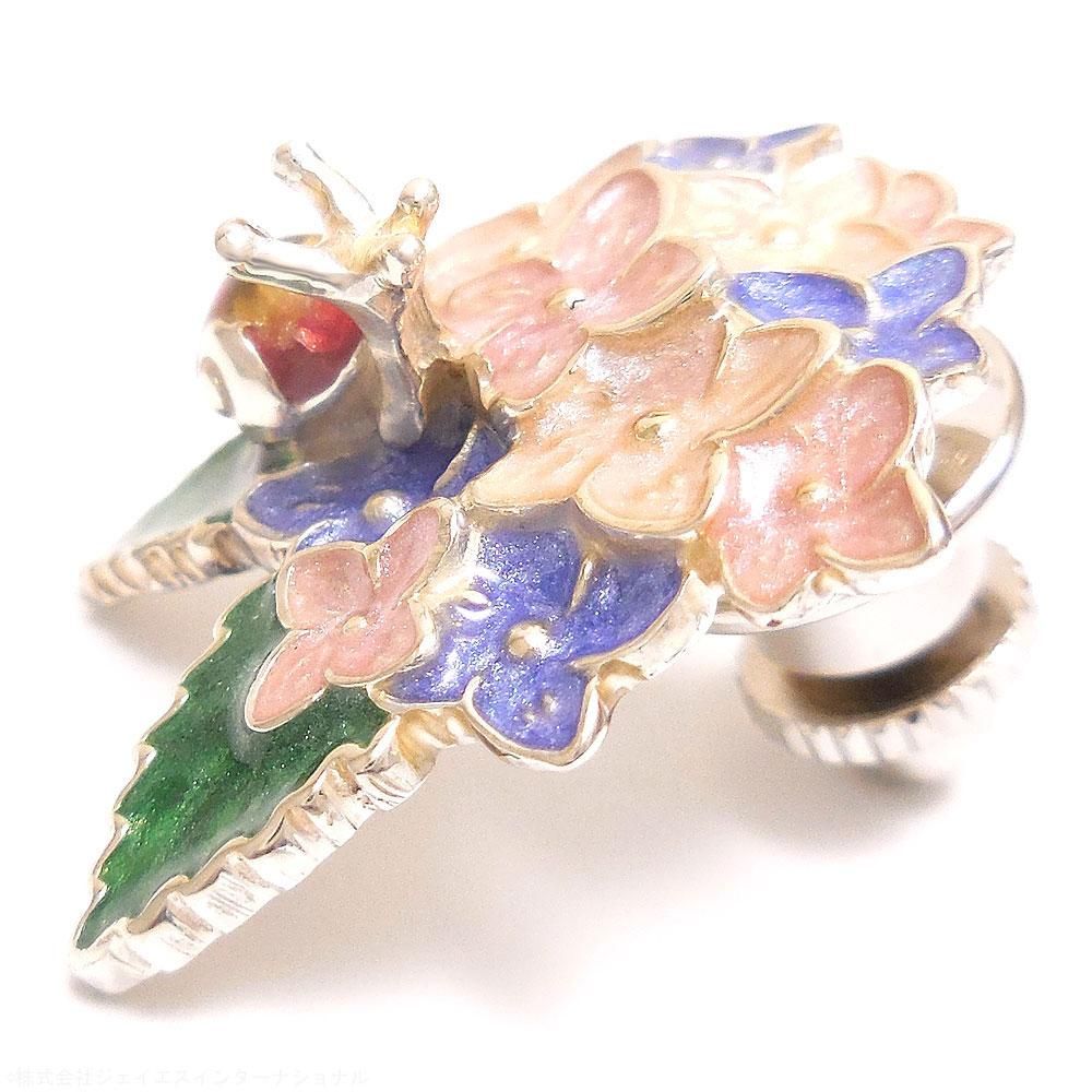 【SATURNO・サツルノ】全2色 ラペルピン 紫陽花とかたつむり タイタック(ピンブローチ)
