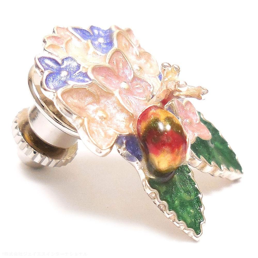 【SATURNO・サツルノ】全2色 ラペルピン 紫陽花とかたつむり タイタック(ピンブローチ)