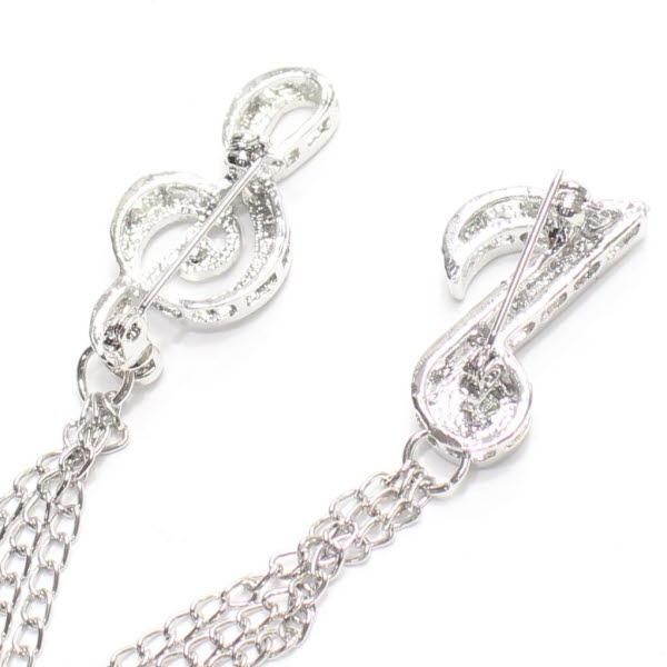 全2色 ト音記号 音符 きらきらストーン チェーン ラペルピン ブローチ